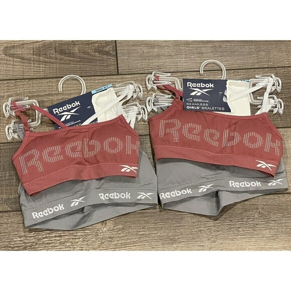 Reebok Girls 2pk Seamless Bralettes Size Small 24.5"-26” New Lot of 2 Sets - Picture 1 of 6